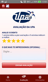 Tela do aplicativo UPA