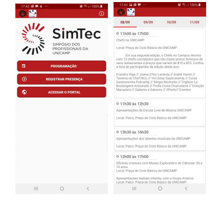Tela do Aplicativo SimTec