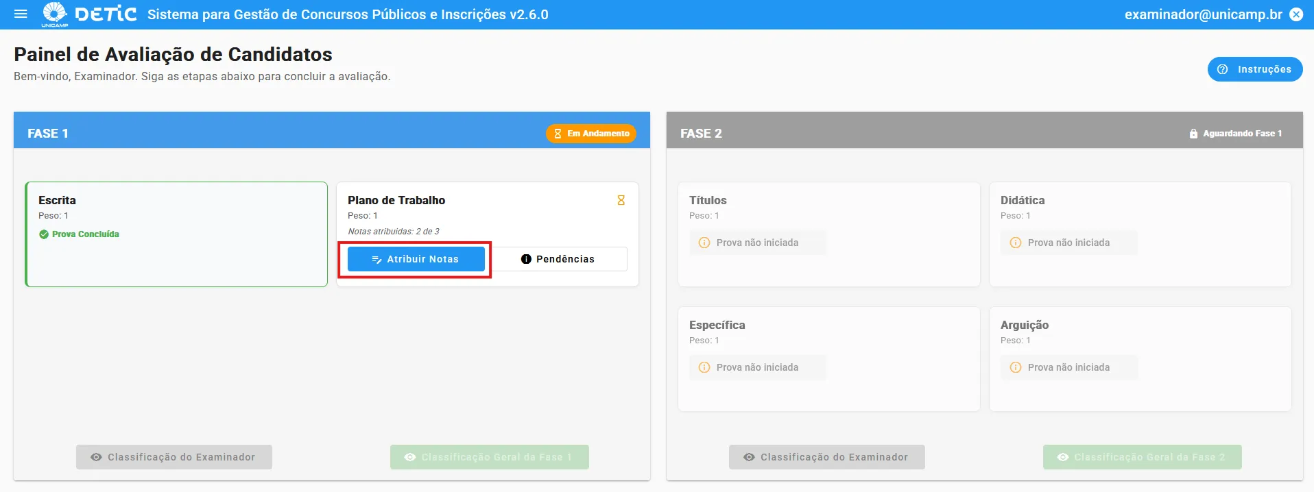 Atribuição de notas